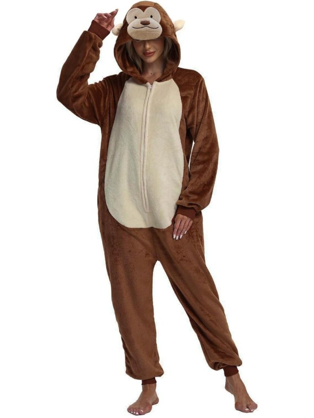 Women's Monkey Adult Onesie Pajamas Animal One Piece Costume Halloween Cosplay